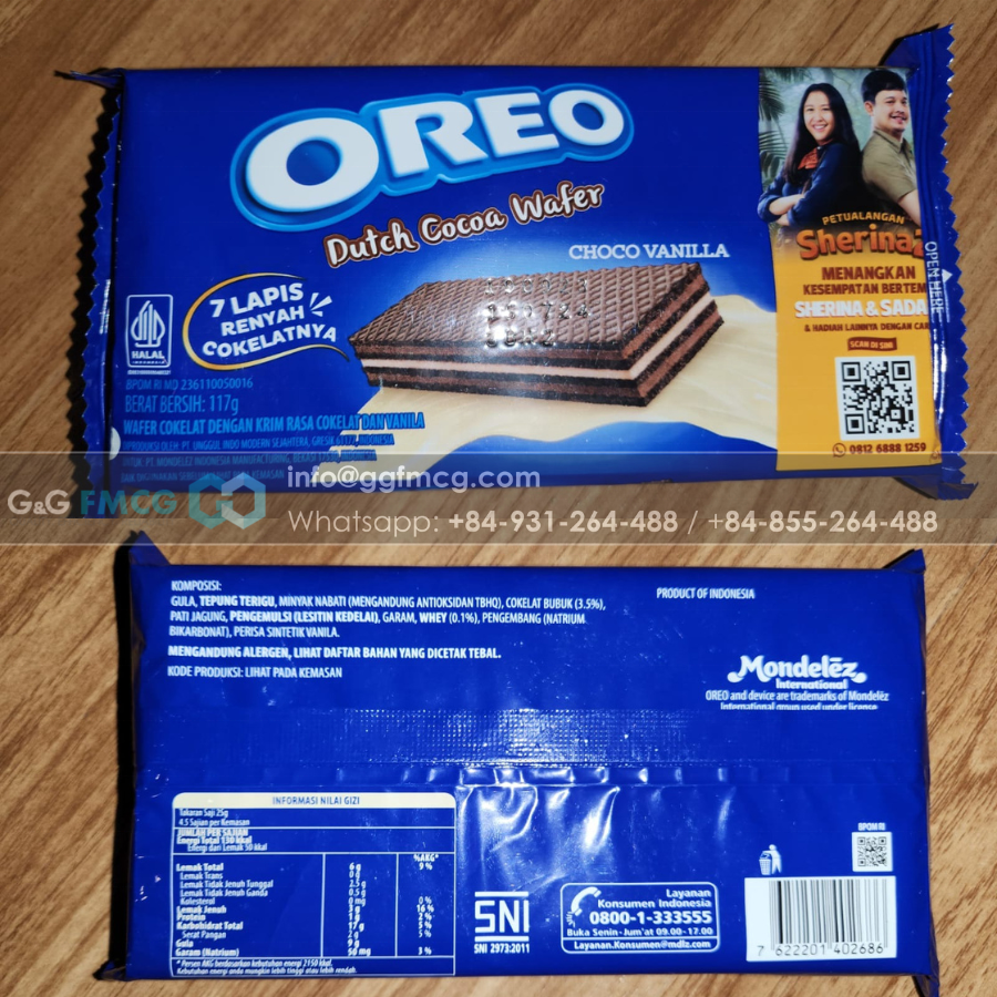 Hot Deal Oreo Dutch Cocoa Wafer 117gr Choco Vanilla Chocolate Coated Wafers Biscuit Bar Chocolate Cookies Wholesale