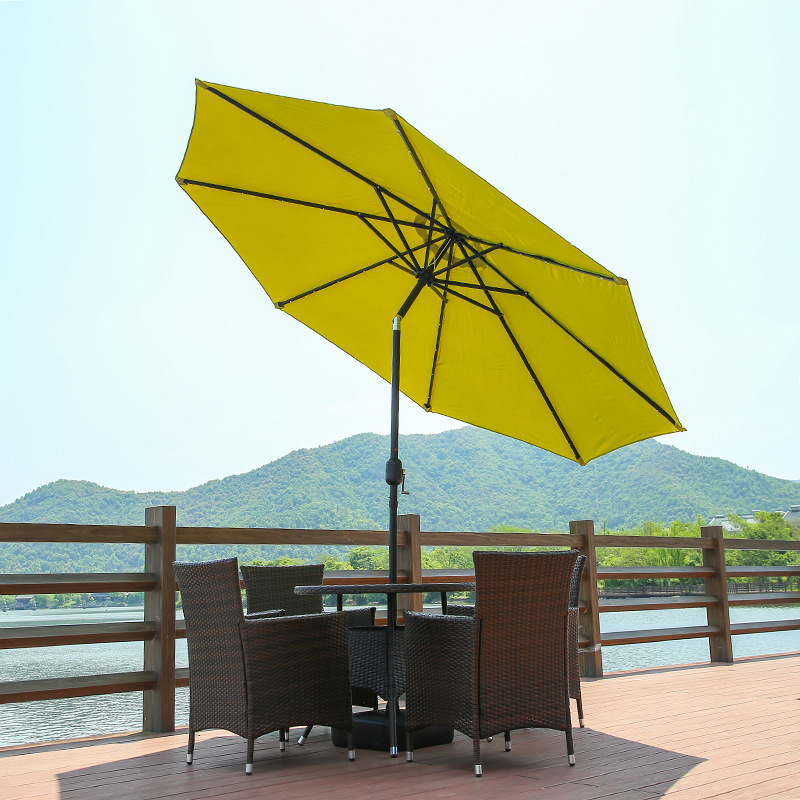 Garden Outdoor Beach Umbrella with LED light Tassel Patio Wooden Fantastic Luxury Metal Customized Sun