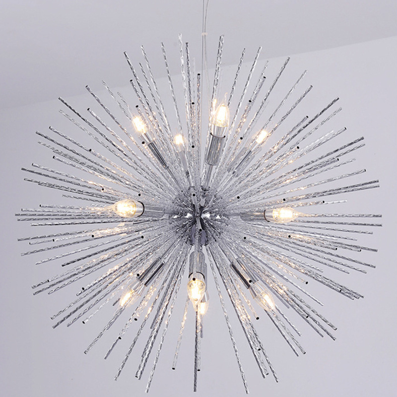 Aluminum  firework pendant light modern chandeliers with 8 lights, gold and chrome sputnik lighting fixture