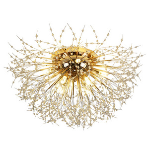 Sputnik Firework Chandelier LED Crystal Ceiling Light Fixtures 8 Lights Chrome Stainless Steel Modern Indoor Lights