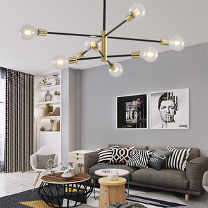 Mid-Century Pendant Lighting Adjustable 4/6/8 Arms Sputnik Chandelier Semi Flush Modern Ceiling Dimmable Light Fixture