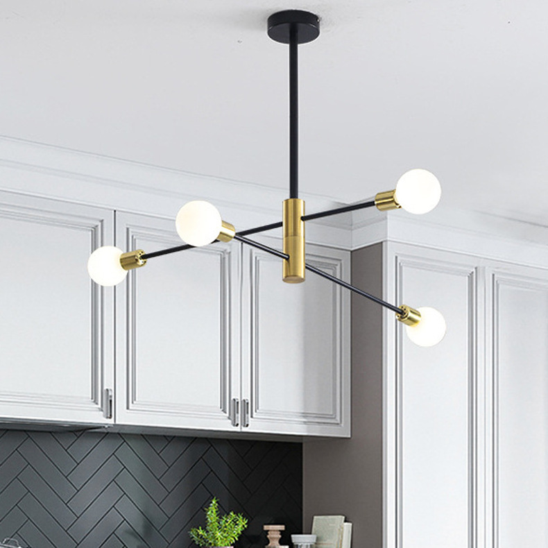 Mid-Century Pendant Lighting Adjustable 4/6/8 Arms Sputnik Chandelier Semi Flush Modern Ceiling Dimmable Light Fixture