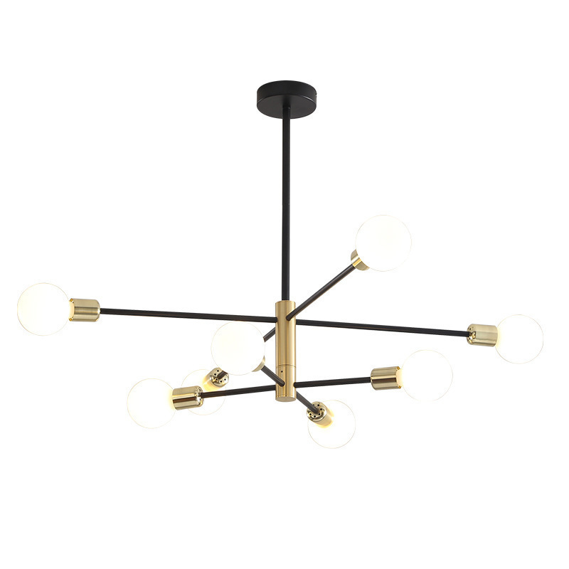 Mid-Century Pendant Lighting Adjustable 4/6/8 Arms Sputnik Chandelier Semi Flush Modern Ceiling Dimmable Light Fixture