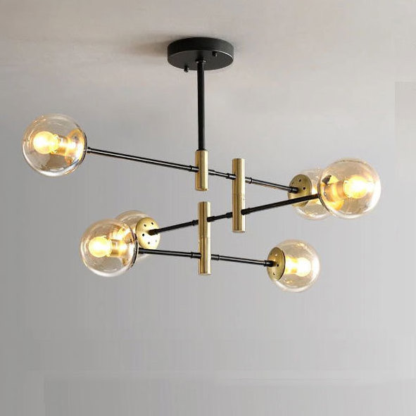 Modern Flush Mount Chandelier Globe Glass Ceiling Light 4 arm 6 arm Living room, Kitchen home Decorative lamp