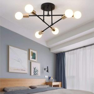 Semi Flush Mount Modern Ceiling Light Fixture Vintage Metal Sputnik Chandelier E26 Bulb Base Light fixture