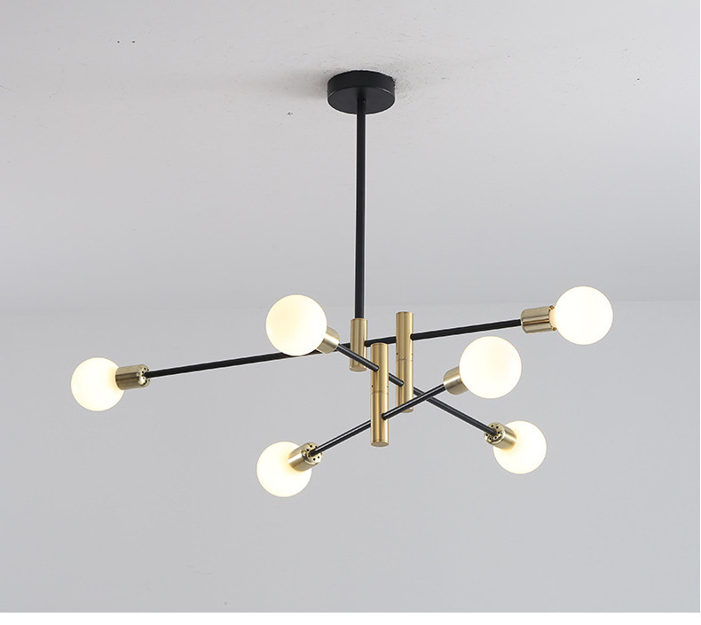 Wholesales Nordic Sputnik Metal Chandelier Lighting Flush Mounted Ceiling Light Rotational Designer Lighting