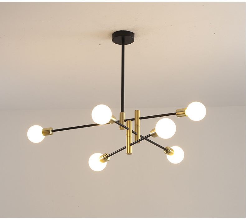 Wholesales Nordic Sputnik Metal Chandelier Lighting Flush Mounted Ceiling Light Rotational Designer Lighting