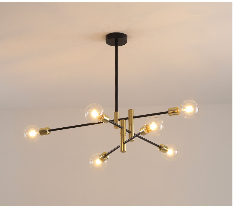 Wholesales Nordic Sputnik Metal Chandelier Lighting Flush Mounted Ceiling Light Rotational Designer Lighting