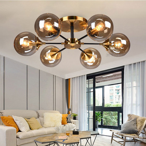 Wholesale Zhongshan Factory Gold Color Living Room Modern Home Decorative Globe Glass Chandelier Ceiling Lights