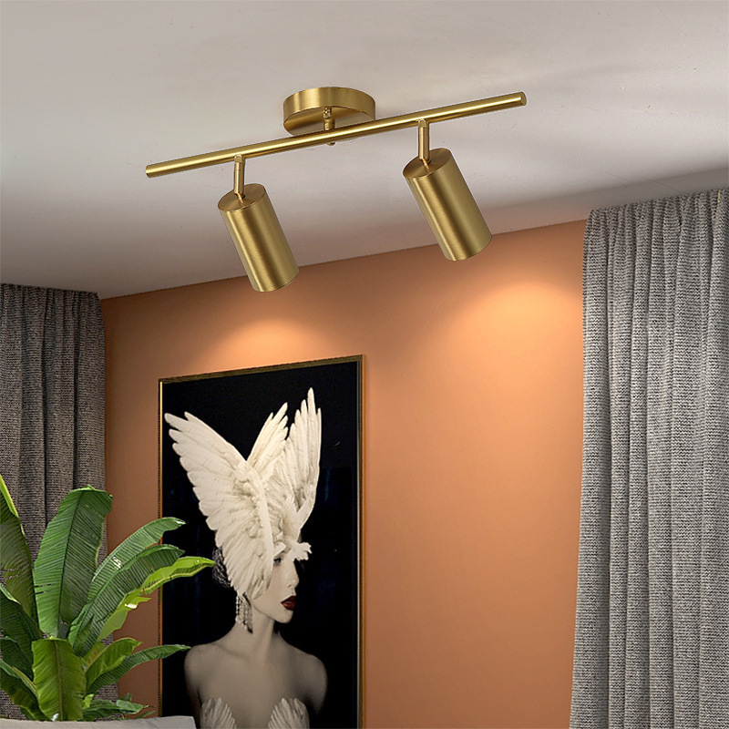 2023 Hot sales Brass Finish Ceiling Spot Light GU10 Surface Mounted Living Room Adjustable Track Lights