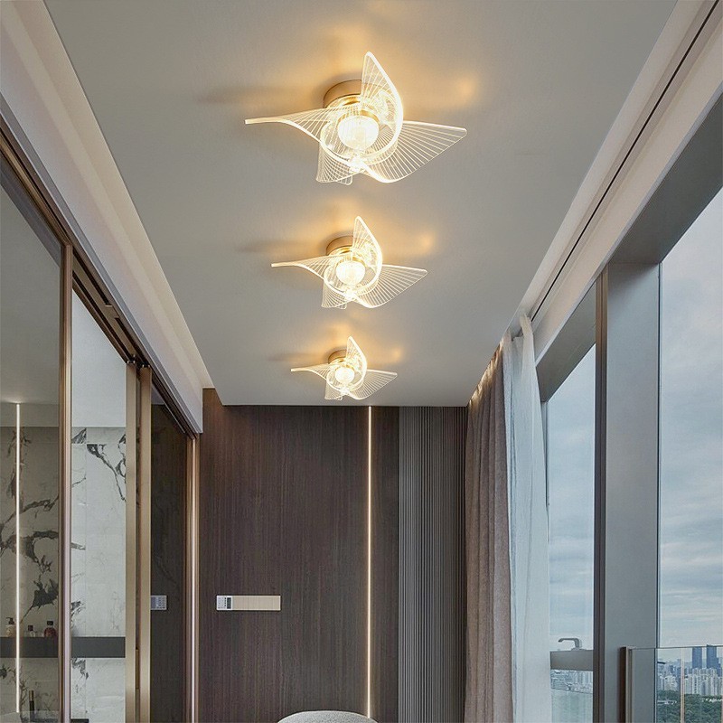 Corridor porch golden light luxury butterfly ceiling light new balcony closet foyer door lighting