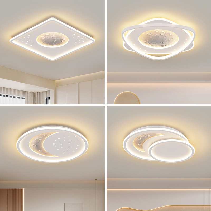 Zhongshan lamps, Nordic new minimalist bedroom children's room moon fashion atmosphere living room dining room LED ceiling lamp