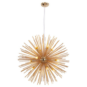 Aluminum  firework pendant light modern chandeliers with 8 lights, gold and chrome sputnik lighting fixture