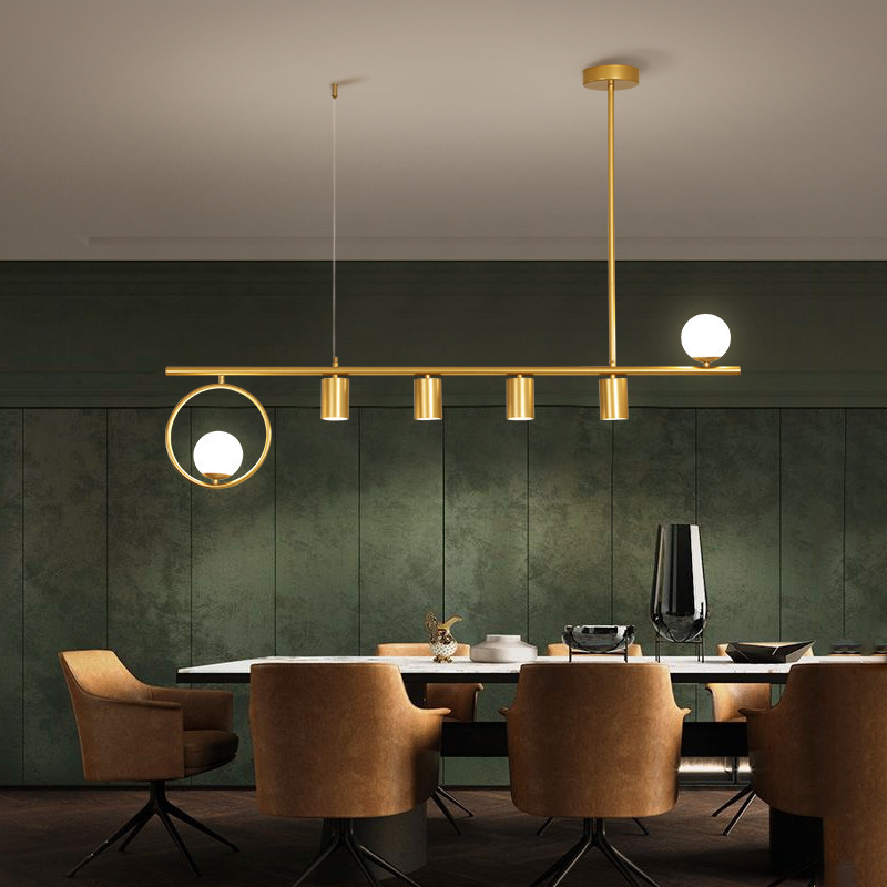 Modern Simple Gold Color Kitchen Lamp Dining Room Restaurant Home Creative Designed LED Pendant Light Chandelier