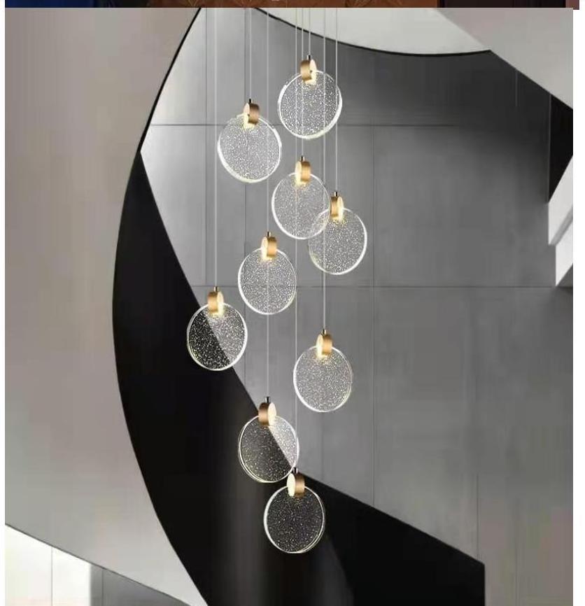 Nordic Modern Design Villa Foyer High Ceiling Loft Hanging Lights Spiral Long led Chandelier Lights