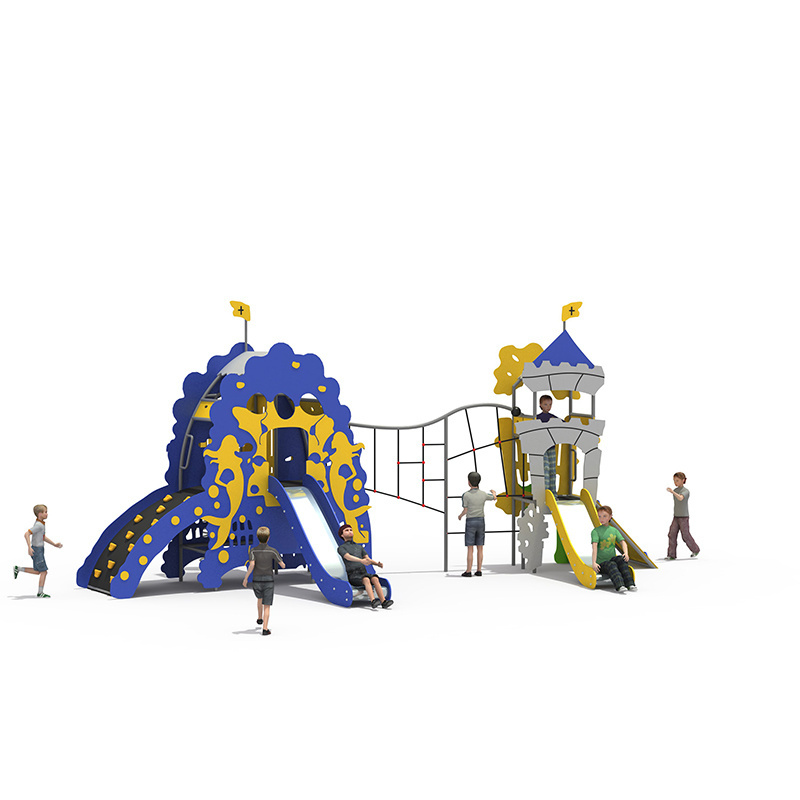 Outdoor Playground Wooden Climbing Frame Swing Set with PE Board Slide outdoor amusement equipment