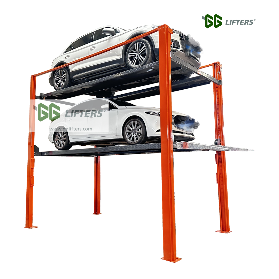 4 post car parking equipment triple stacker parking lift system car automatic 3 level parking lift