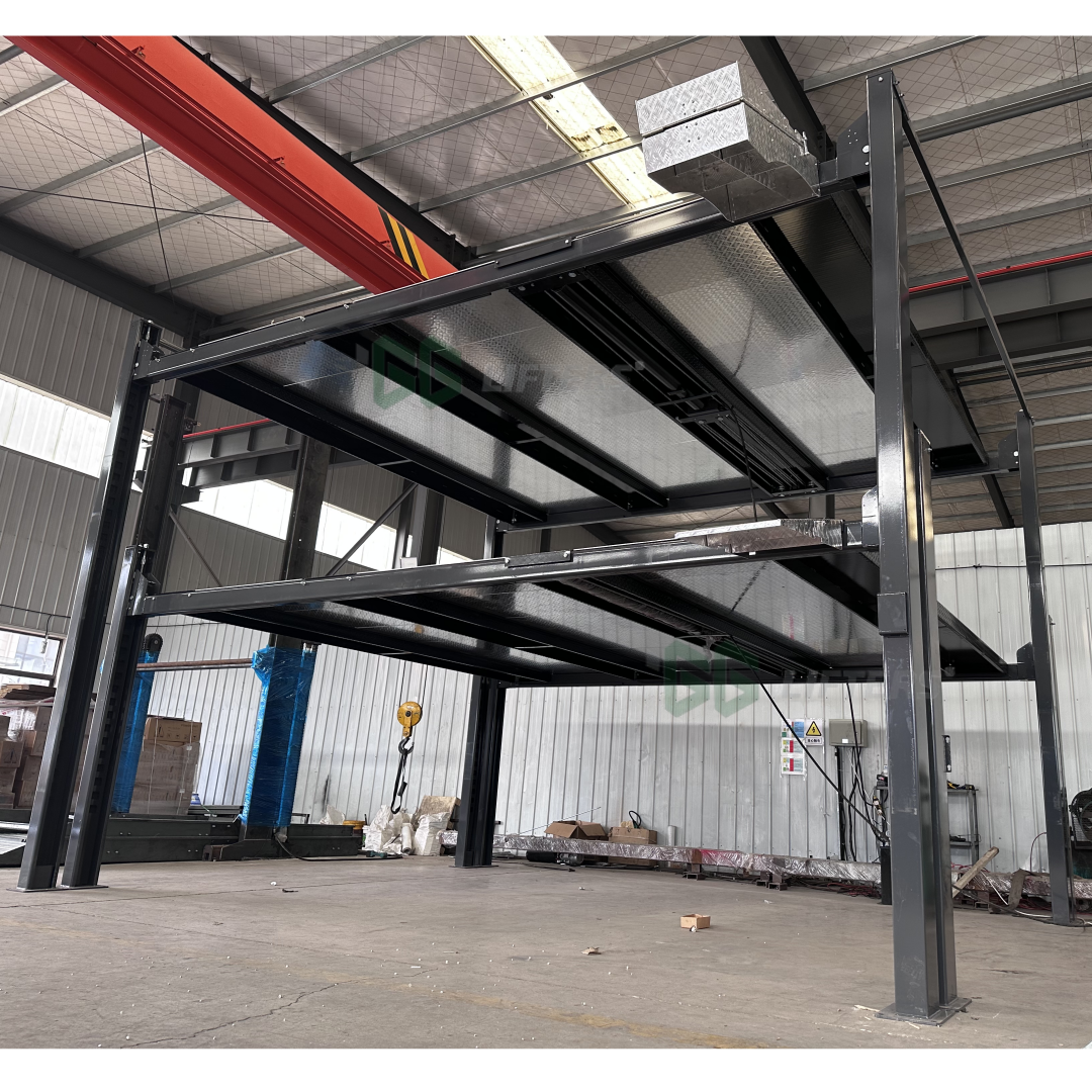 Double-Double 4-Post Triple Stacker Car Parking Lift Automatic Hydraulic Car Parking Equipment 6-Space Auto Storage Lift