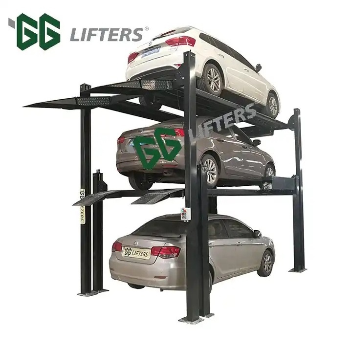 Automatic 4 post car parking system triple stacker garage equipment hydraulic car parking lifts parking system