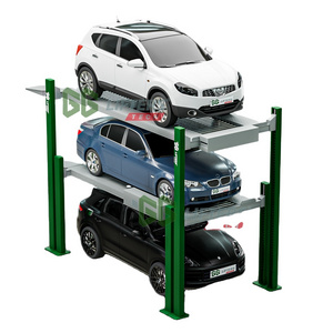 Hydraulic 4 post parking equipment car parking car stacker automatic car storage lift triple stacker parking system