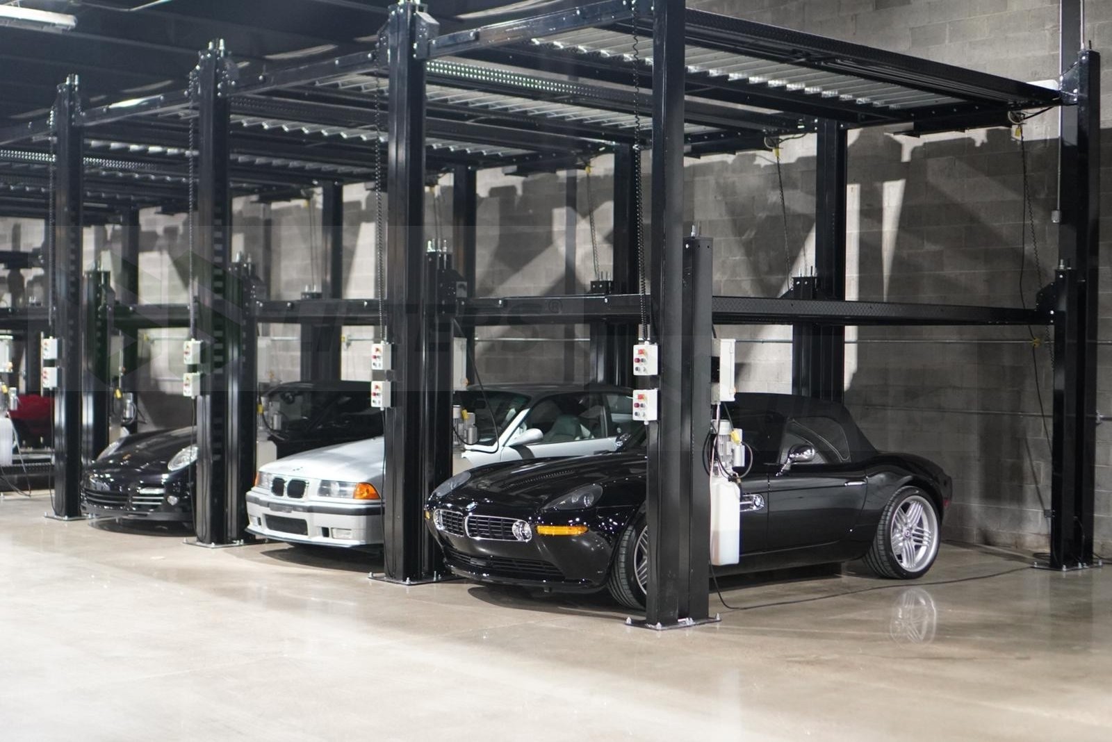 Automatic 4 post car parking system triple stacker garage equipment hydraulic car parking lifts parking system