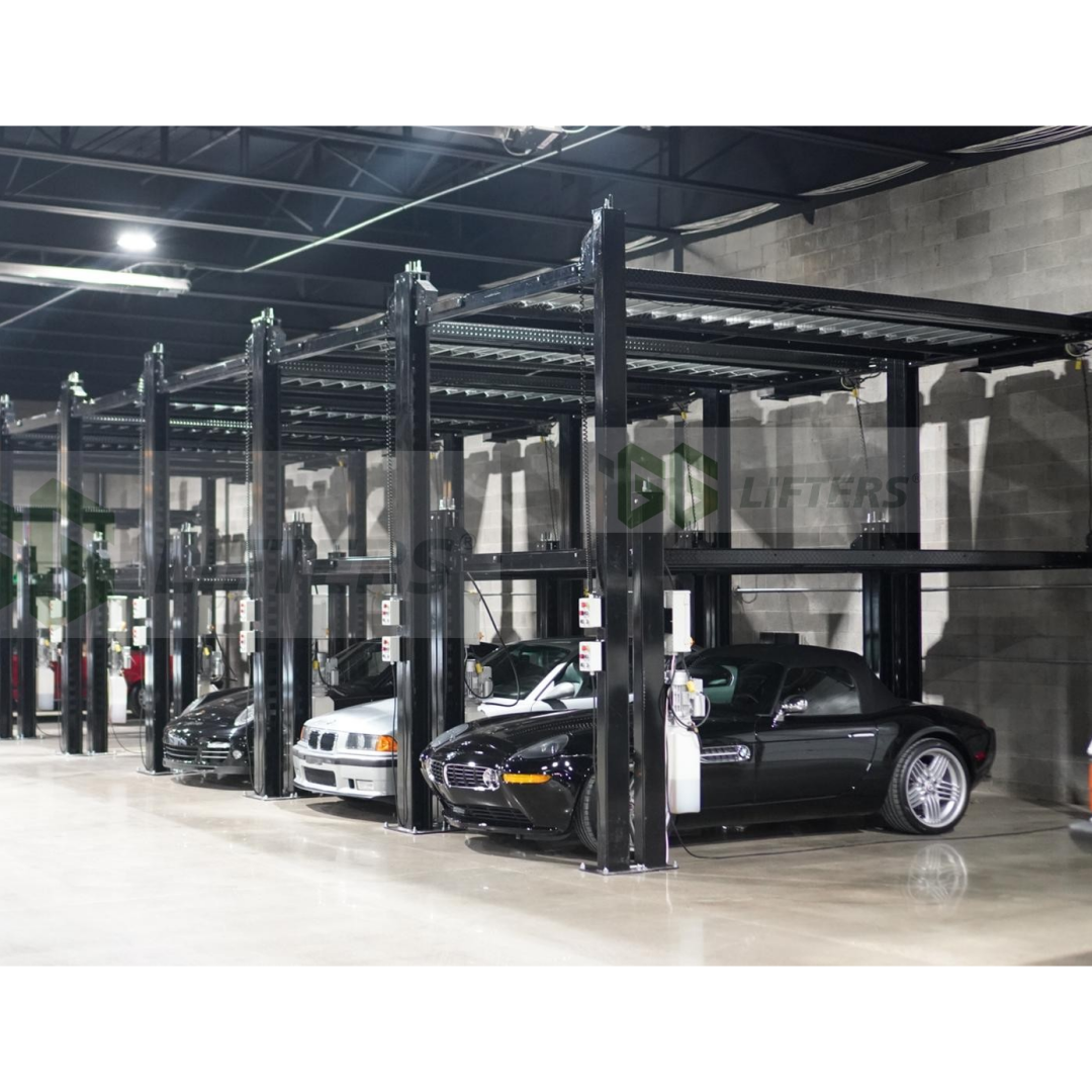 4 post triple high parking equipment garage elevator hydraulic car storage lift automatic 3 level car parking lift auto platform