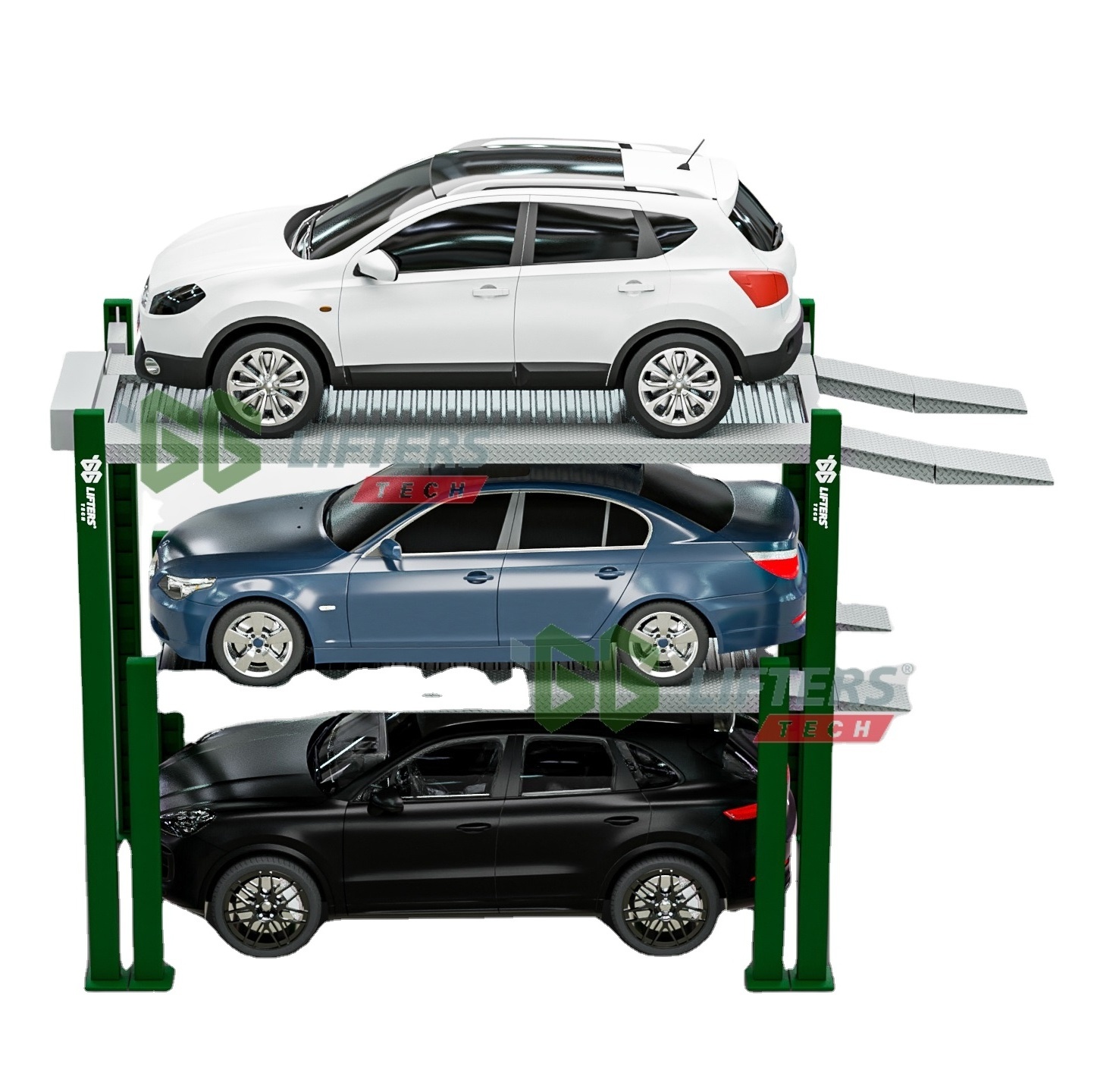 Automatic 4 post car parking system triple stacker garage equipment hydraulic car parking lifts parking system