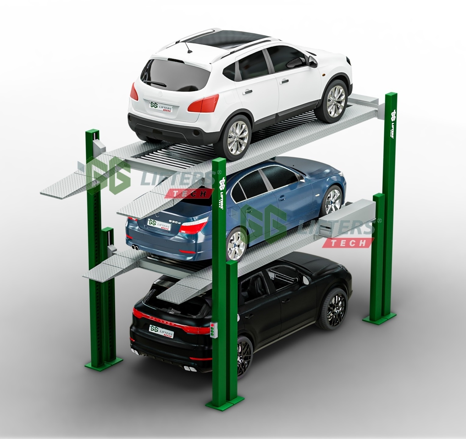 3 level car stacker triple car for parking vehicle lift automatic parking equipment 4 post car parking system auto lift storage