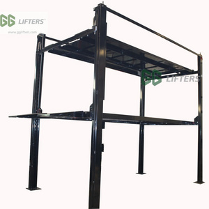 4 post car parking equipment triple stacker parking lift system car automatic 3 level parking lift