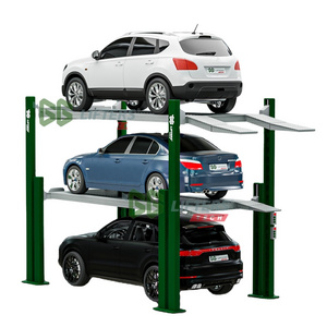 vertical storage car stacking system 4 post 3 level outdoor triple car stacker parking lift