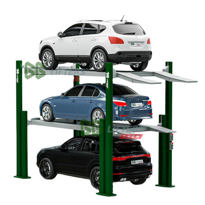 vertical storage car stacking system 4 post 3 level outdoor triple car stacker parking lift