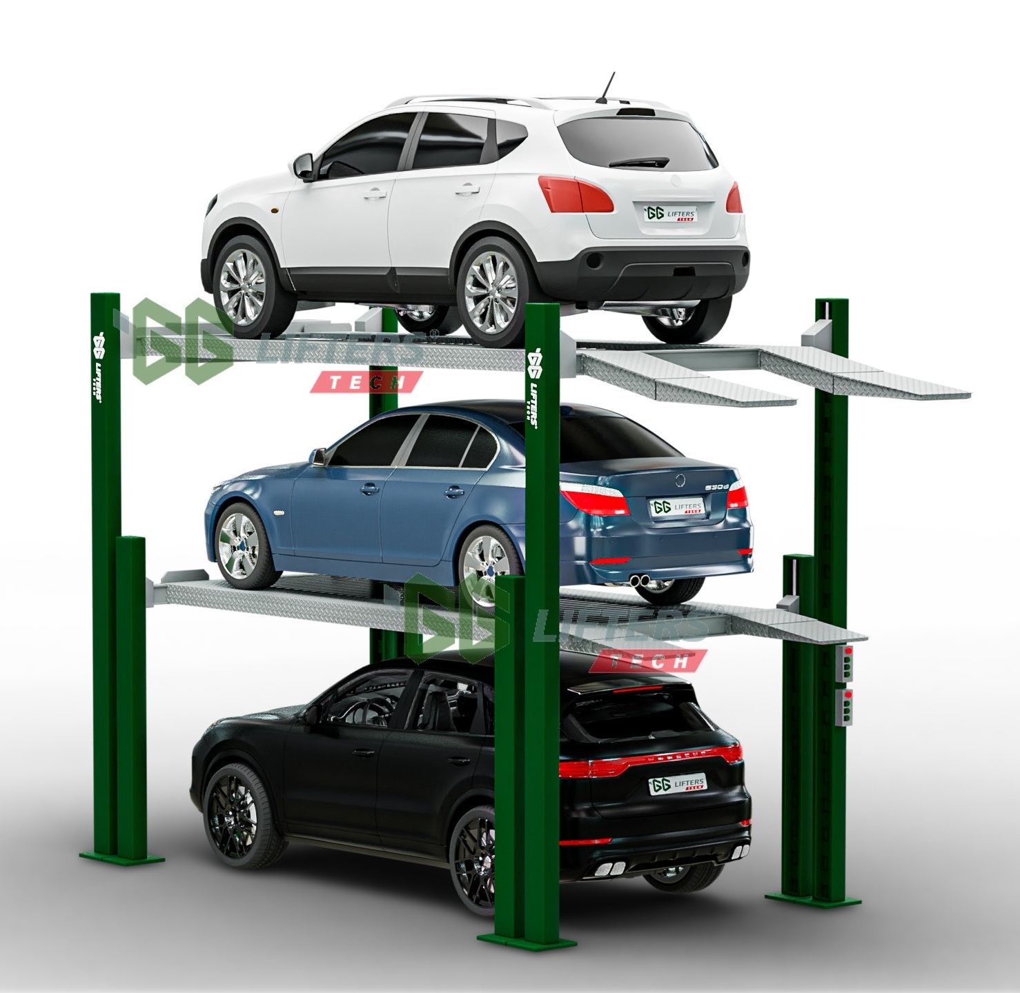 CE Automatic triple stacker car parking lift storage lift 4 Post Hydraulic mechanical car  elevator parking