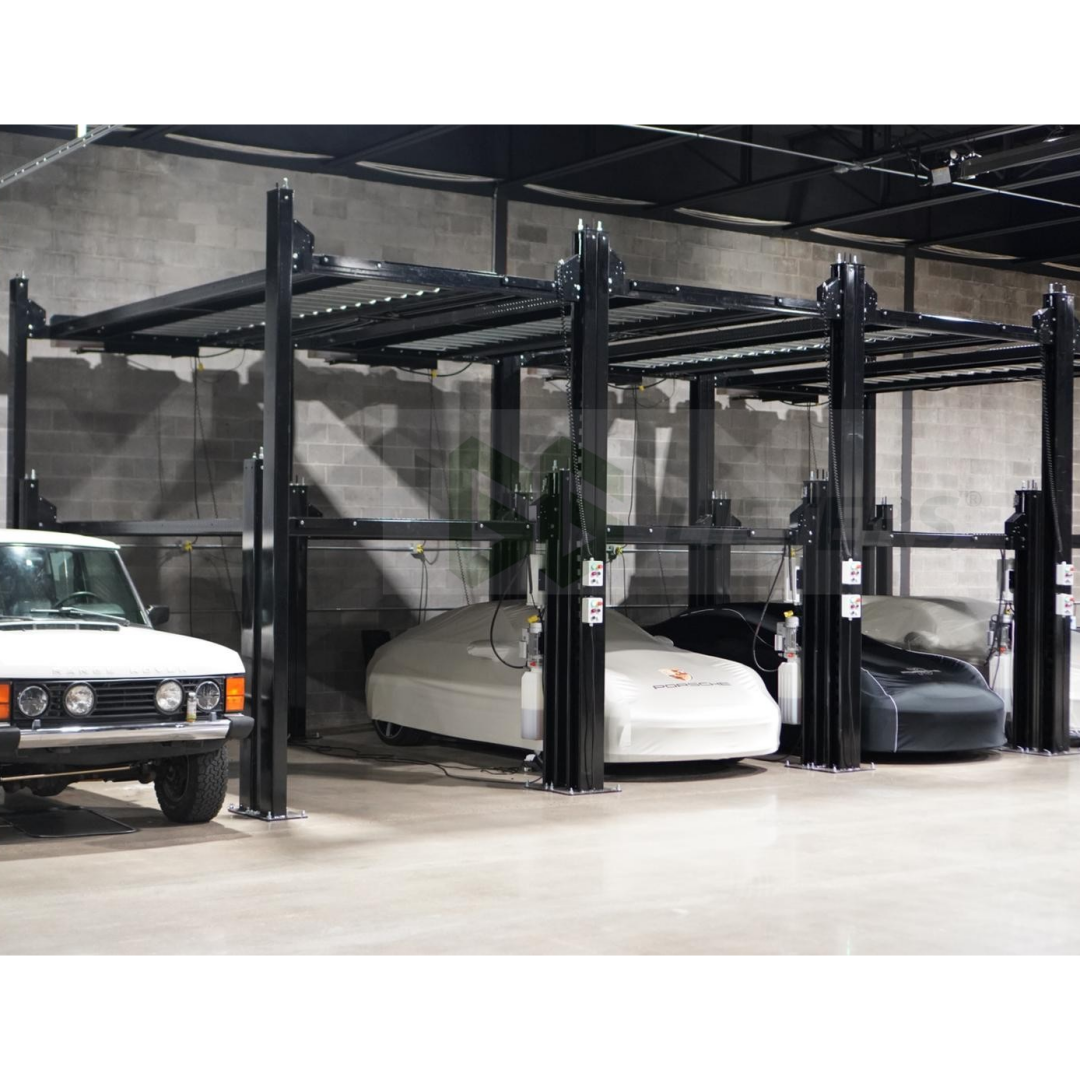 garage lift hydraulic equipment 3 car stacker triple car parking lift auto lift 4 post car parking equipment