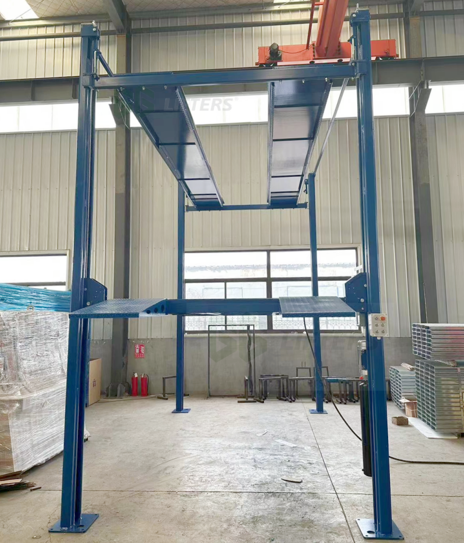 4 post car parking equipment triple car stacker auto platform four post car storage equipment auto parking