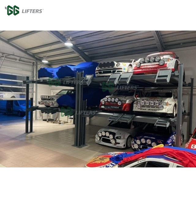 car automatic stacker 4 post car storage equipment hydraulic triple parking equipment mechanic parking 3 level car stacker