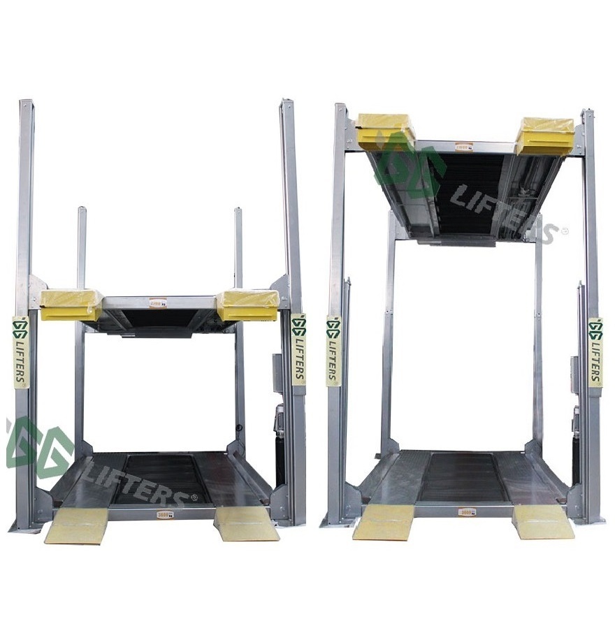 Electric Hydraulic Four Post Triple Stacker Lift Small Car Hoist with Four Post Parking Lift