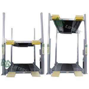 Electric Hydraulic Four Post Triple Stacker Lift Small Car Hoist with Four Post Parking Lift