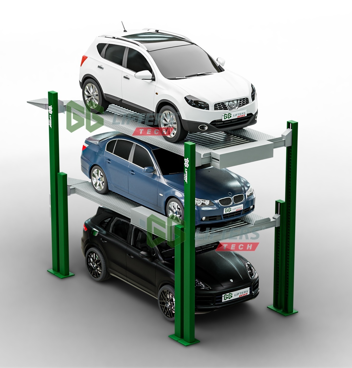 3 level parking lift four post vertical parking system hydraulic car parking equipment CE triple stacker car storage lift