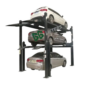 vertical three level car car triple stacker suv parking system vehicle car storage lift 4 post parking lift