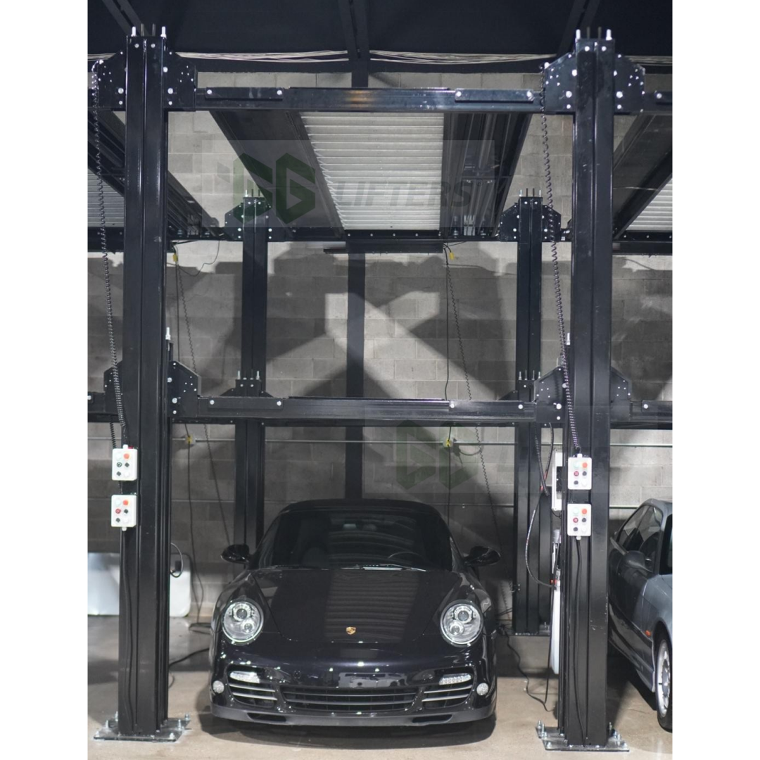 4 post triple high parking equipment garage elevator hydraulic car storage lift automatic 3 level car parking lift auto platform