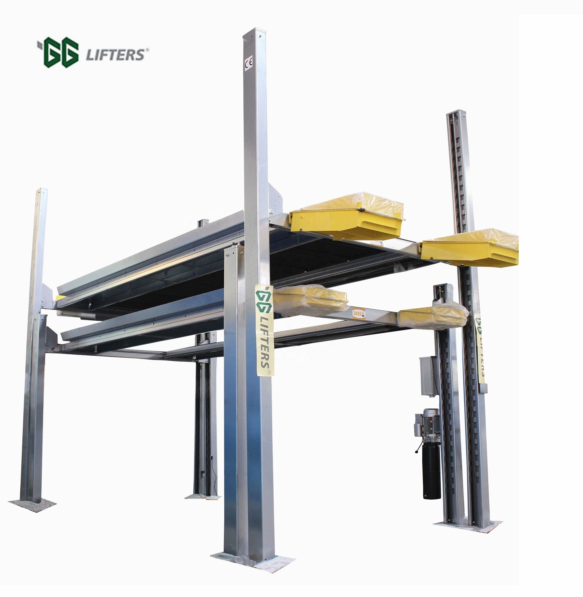 vertical three level car car triple stacker suv parking system vehicle car storage lift 4 post parking lift