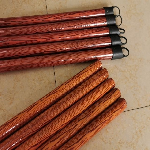 Wholesale PVC coated wooden broom handle plastic cover broom stick  wooden handle mop handle with brooms