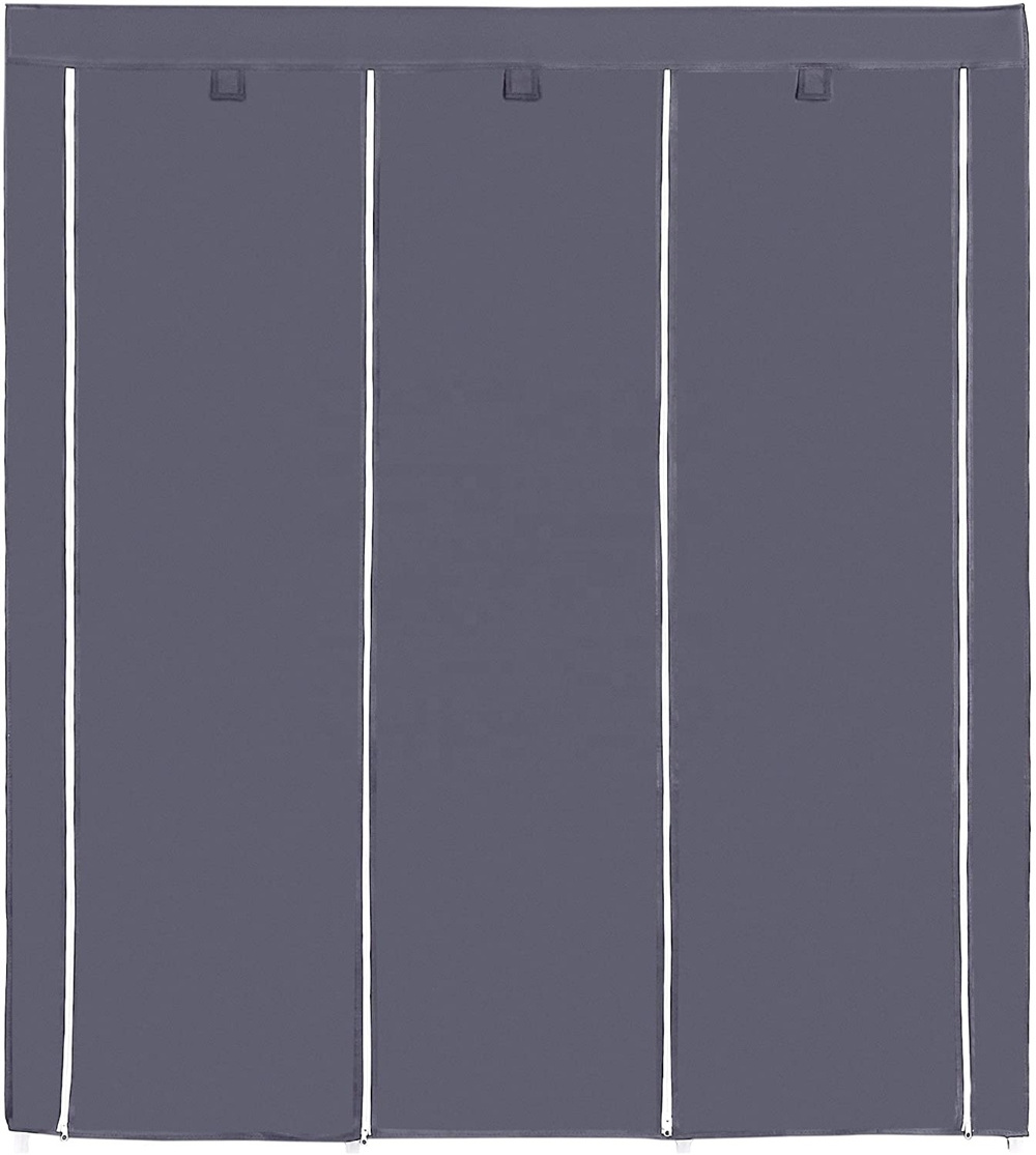 Folding Non-Woven Fabric Wardrobe with 2 Hanging Rods Portable Clothes Closet