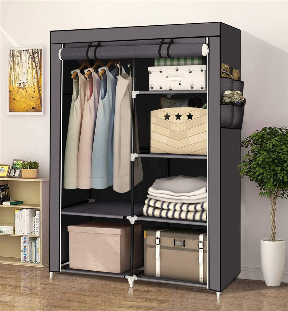 Simple Folding Closet Sliding Portable Cloth Cabinet Wardrobes