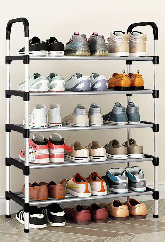 Adjustable Height New Arrival Steel Shoe Rack Entryway Multi-Layer Black Shoe Storage Shelf Racks