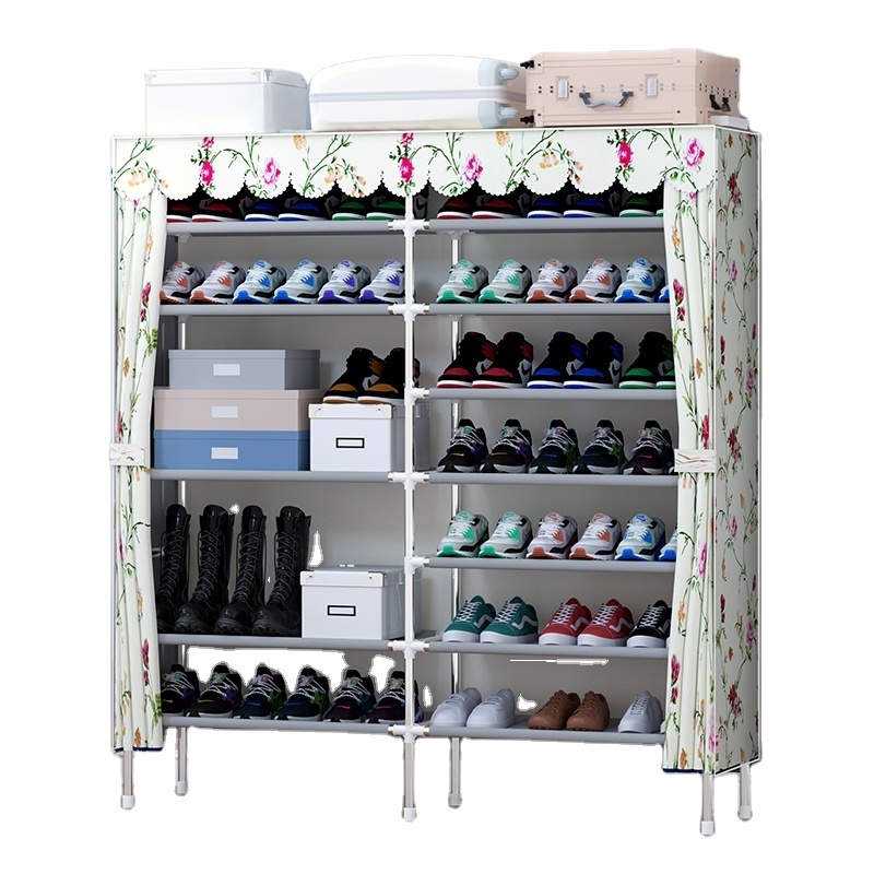 Double Column Shoe Rack With Dustproof Closet Shoe Storage Cabinet For Chelsea Boots Sneakers High Heels