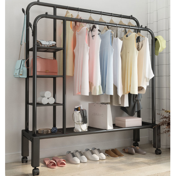 Boutique Customized Metal Cloth Hanger Floor Garment Rack Heavy Duty Rail Retail Clothing Display Rack