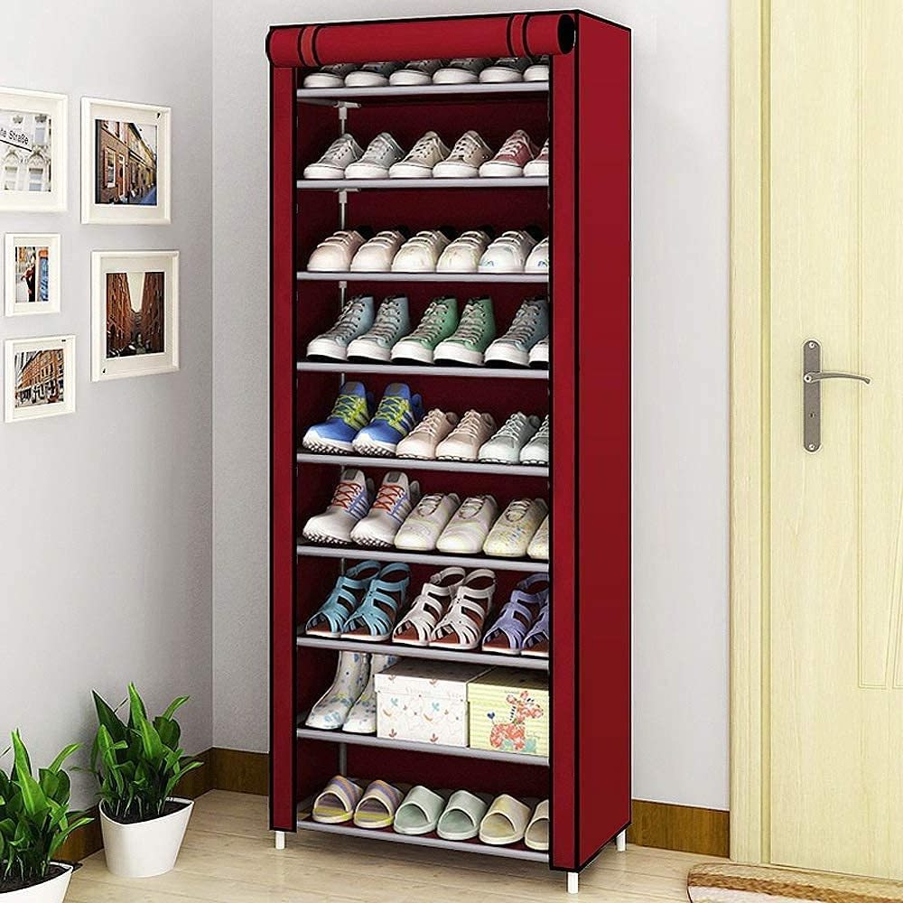 Collapsible shoe rack 9 layer shoe stand organizer living room fabric shoe rack