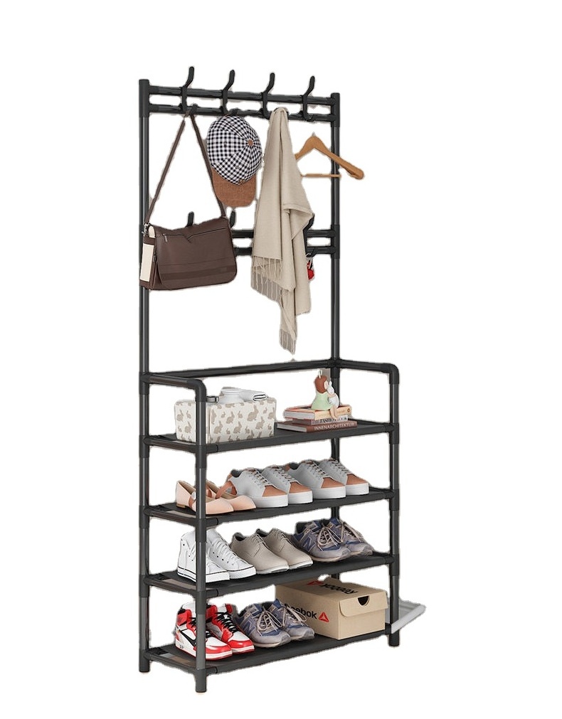 Bedroom Porch Vertical Shoe Rack With Bracket To Hang Bags And Hats Coat Rack Bag And Shoe Stand