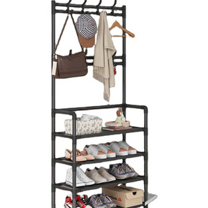 Bedroom Porch Vertical Shoe Rack With Bracket To Hang Bags And Hats Coat Rack Bag And Shoe Stand